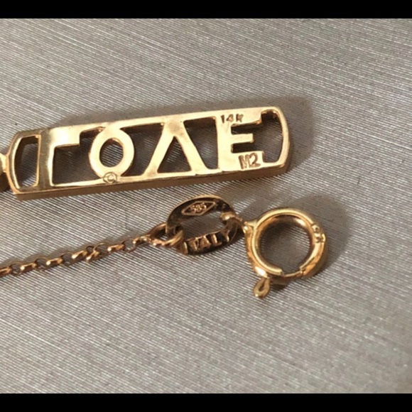 $1200 Mary Margrill M2 Solid 14K Yellow Gold LOVE SkippyDiggy Diamond Necklace - Picture 7 of 17